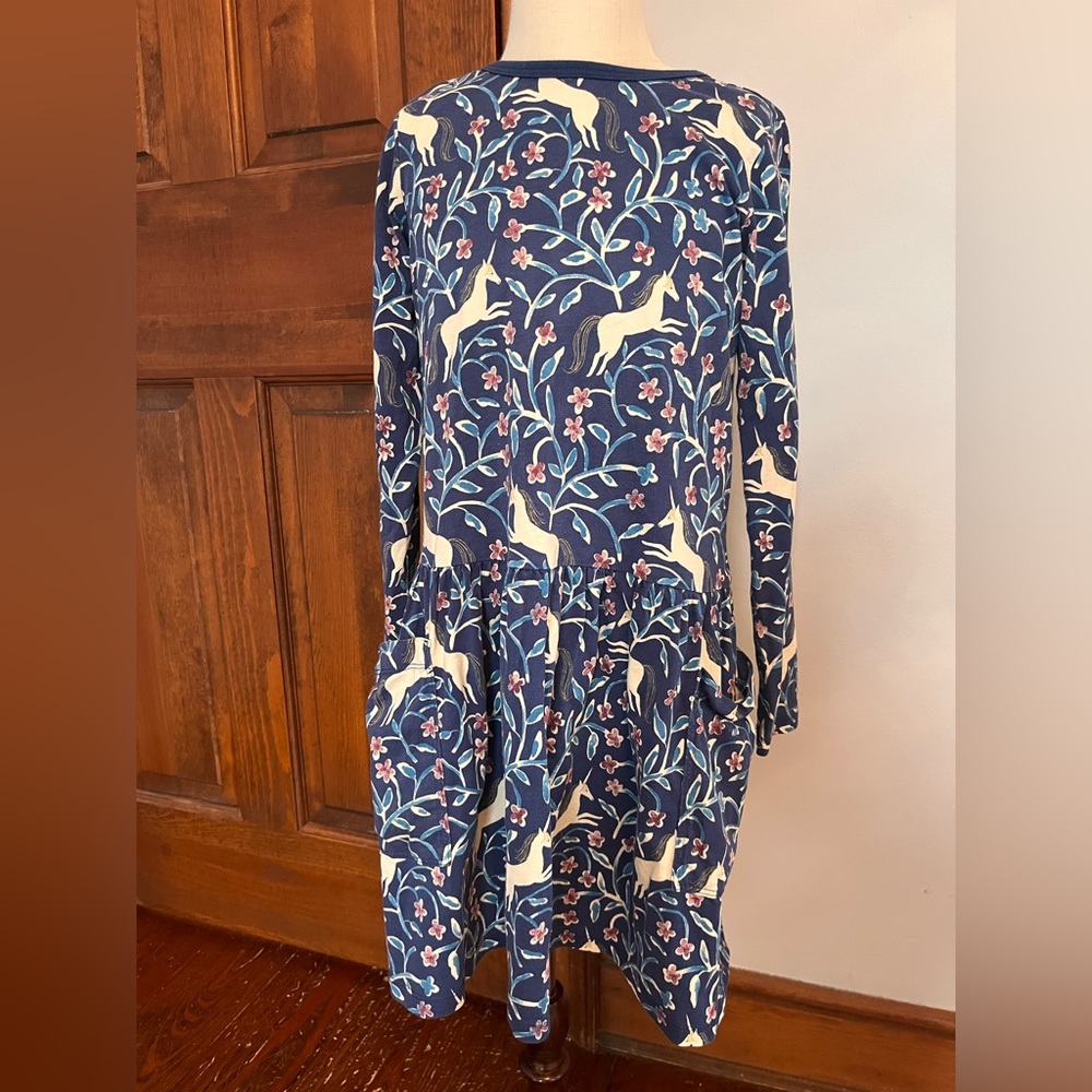 Tea collection blue Dress with unicorns size 10